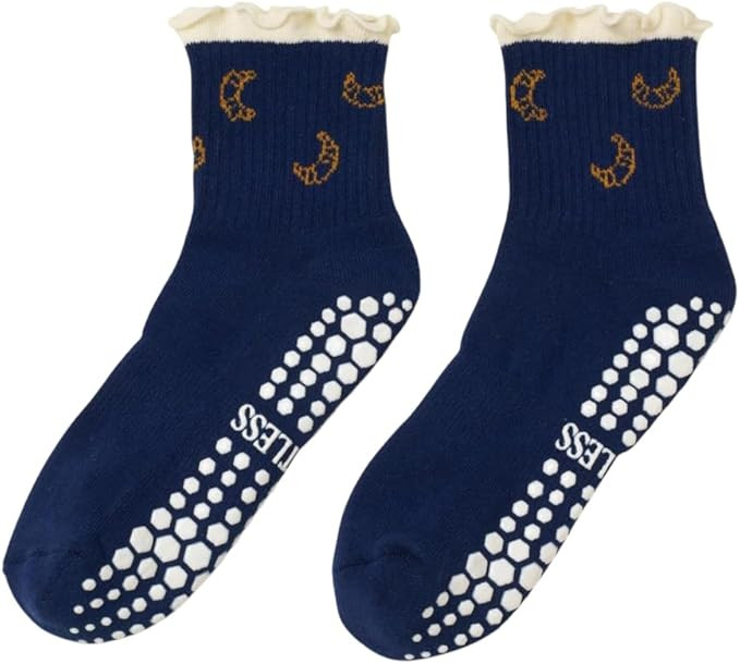 Crew Half Calf Grip Socks, Cutest Fruits Pilates Socks, Ruffle socks, Non-Slip, Barre Yoga Fitnes... | Amazon (US)