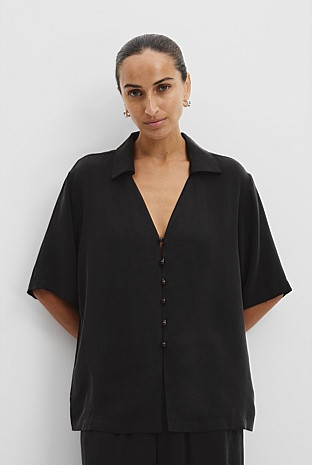 Cupro Button Front Top | Country Road