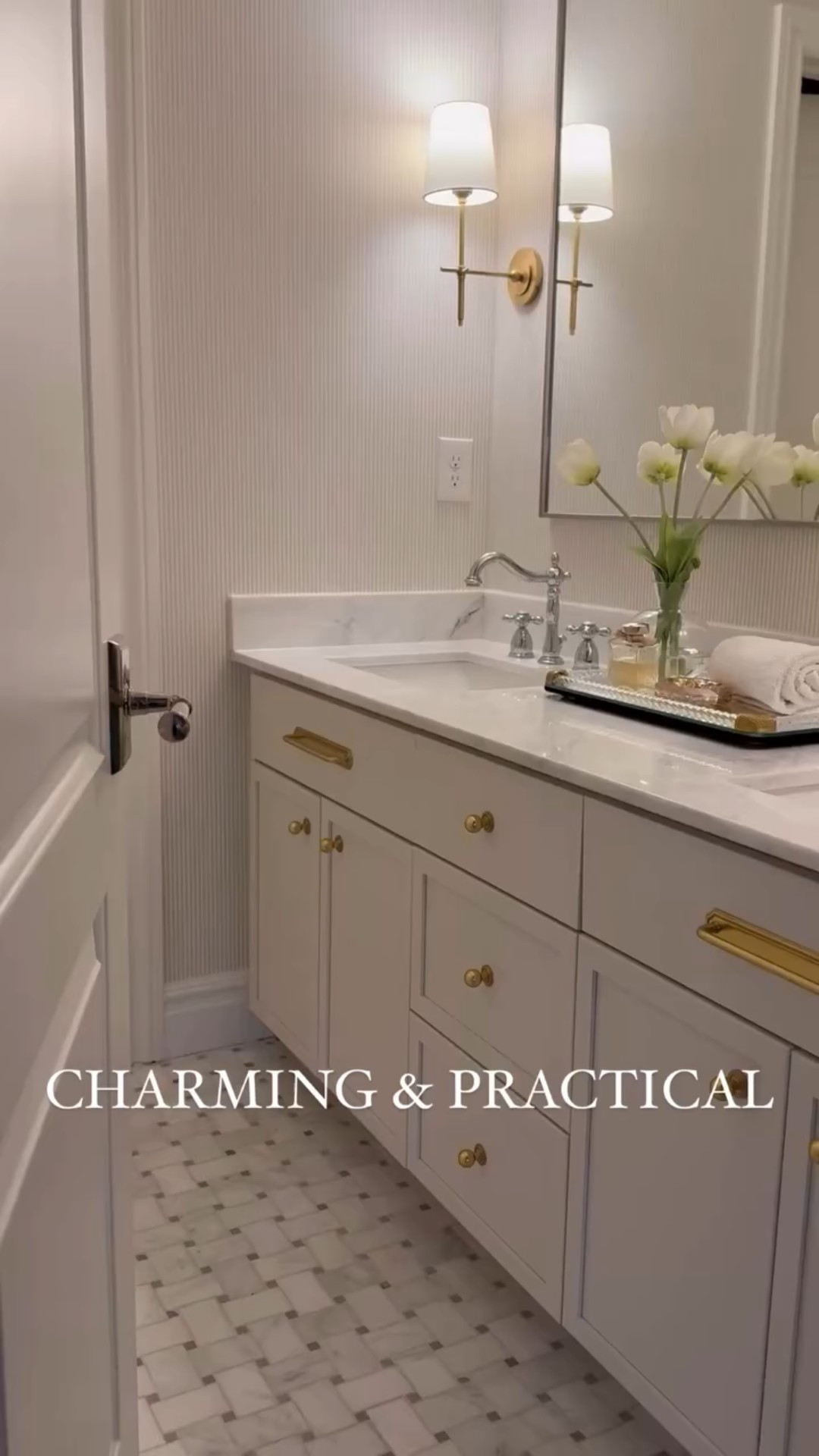 A kid’s bathroom can be charming and practical without breaking the bank. Soft, neutral wallpaper, fresh paint, and a pretty shower curtain can bring subtle personality. Swap in new faucet knobs for a small but impactful upgrade, and you’ll have a space that feels timeless, fresh, and kid-friendly.