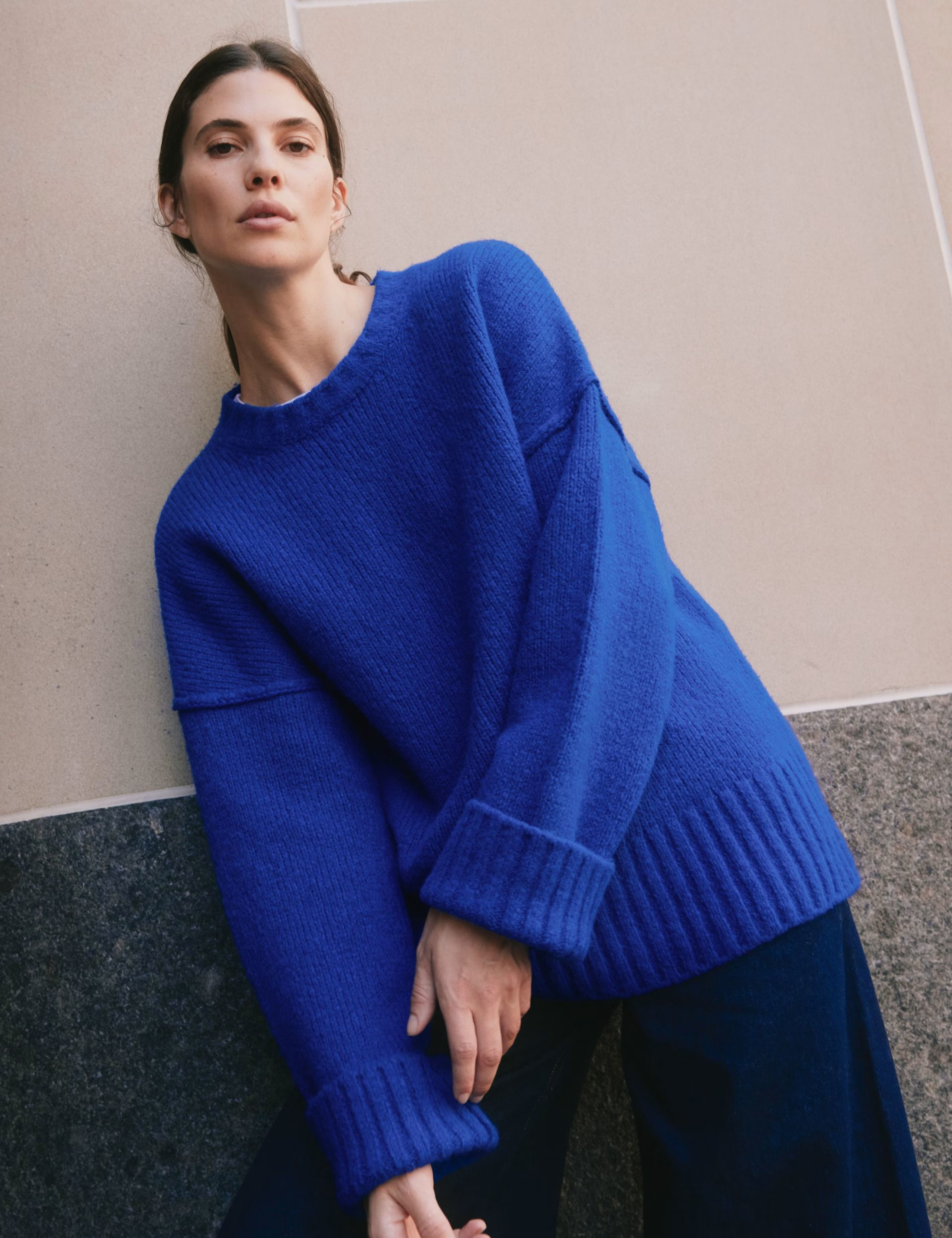 Wool Blend Textured Crew Neck Jumper | Albaray | M&S | Marks & Spencer (UK)