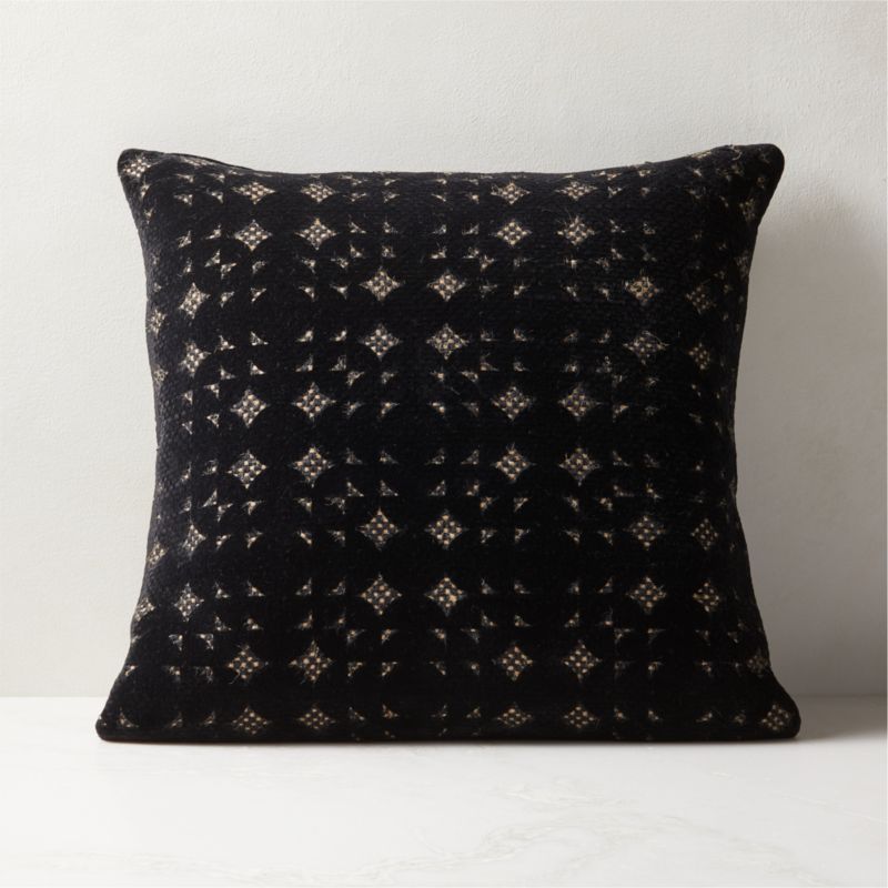 20" Stella Jute Black Modern Throw Pillow with Feather-Down Insert + Reviews | CB2 | CB2