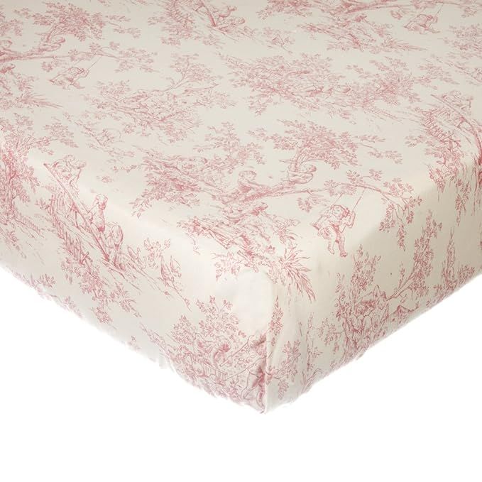 Glenna Jean Isabella Toile Fitted Sheet, Pink/Cream | Amazon (US)
