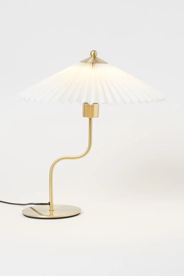 Pleated-shade table lamp - Gold-coloured/White - Home All | H&M GB | H&M (UK, MY, IN, SG, PH, TW, HK)