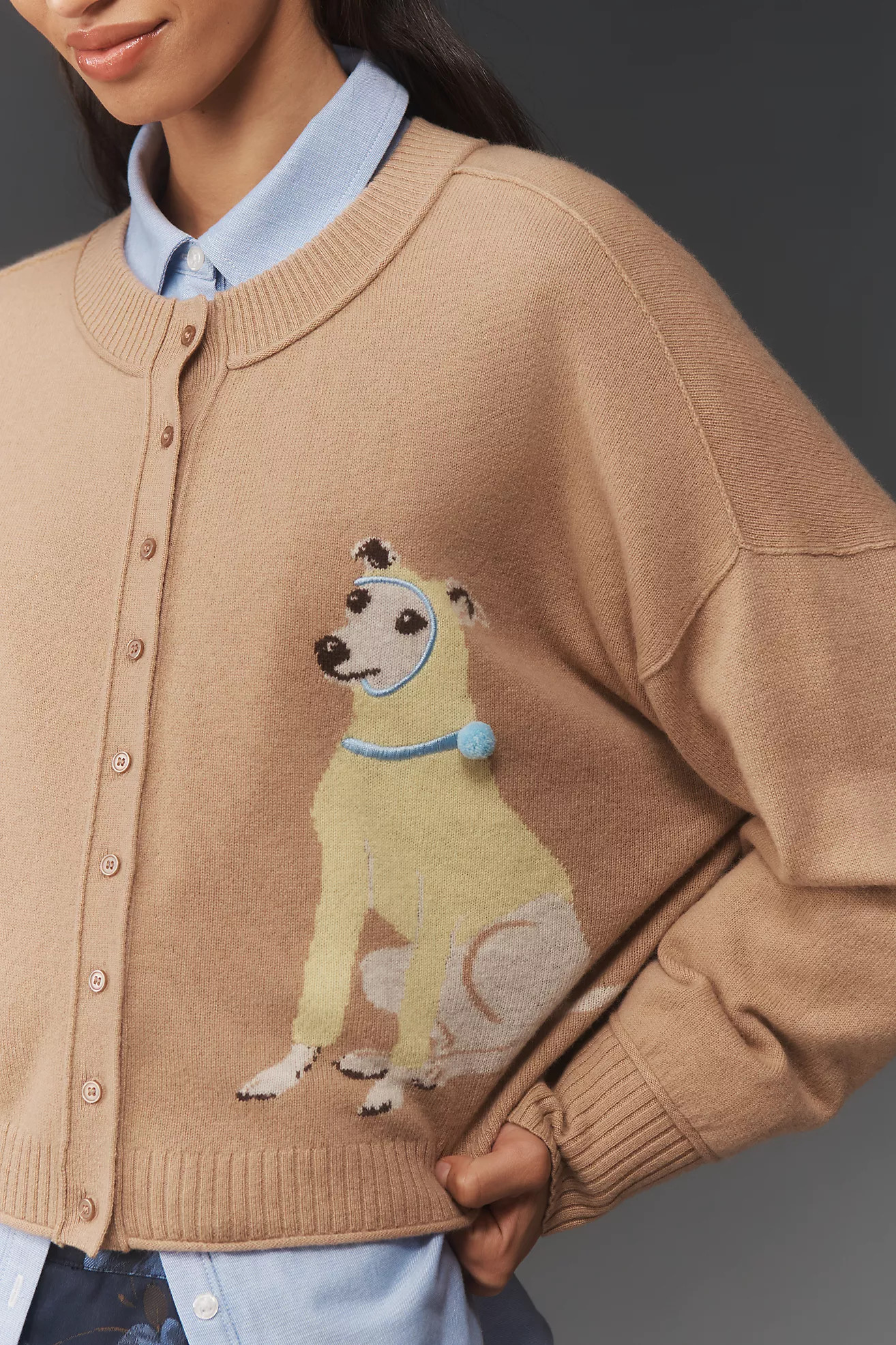 The Goldie Crew-Neck Cashmere Blend Cardigan Sweater | Anthropologie (US)