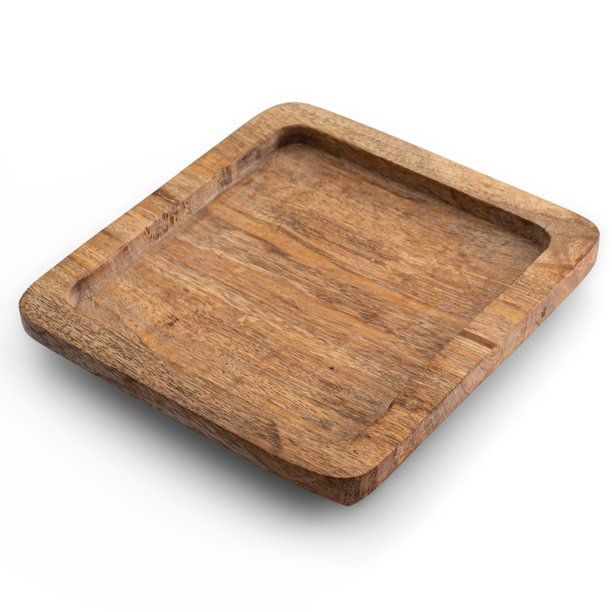 Casual Golden Brown 5"x5" Square Mango Wood Decorative Tray | Walmart (US)