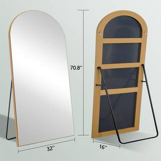 32 in. W x 70.8 in. H Large and Wide Classic Full Length Arch Wood Framed Gold Floor Mirror Wall ... | The Home Depot
