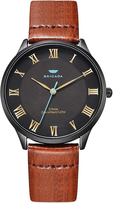 BRIGADA Men's Watches Cool Black Blue Business Casual Waterproof Quartz Analog Wrist Watch for Me... | Amazon (US)