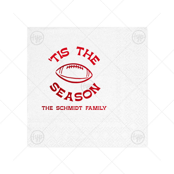 Square Shimmer Cocktail Napkin Football tis The Season Napkin | ForYourParty.com