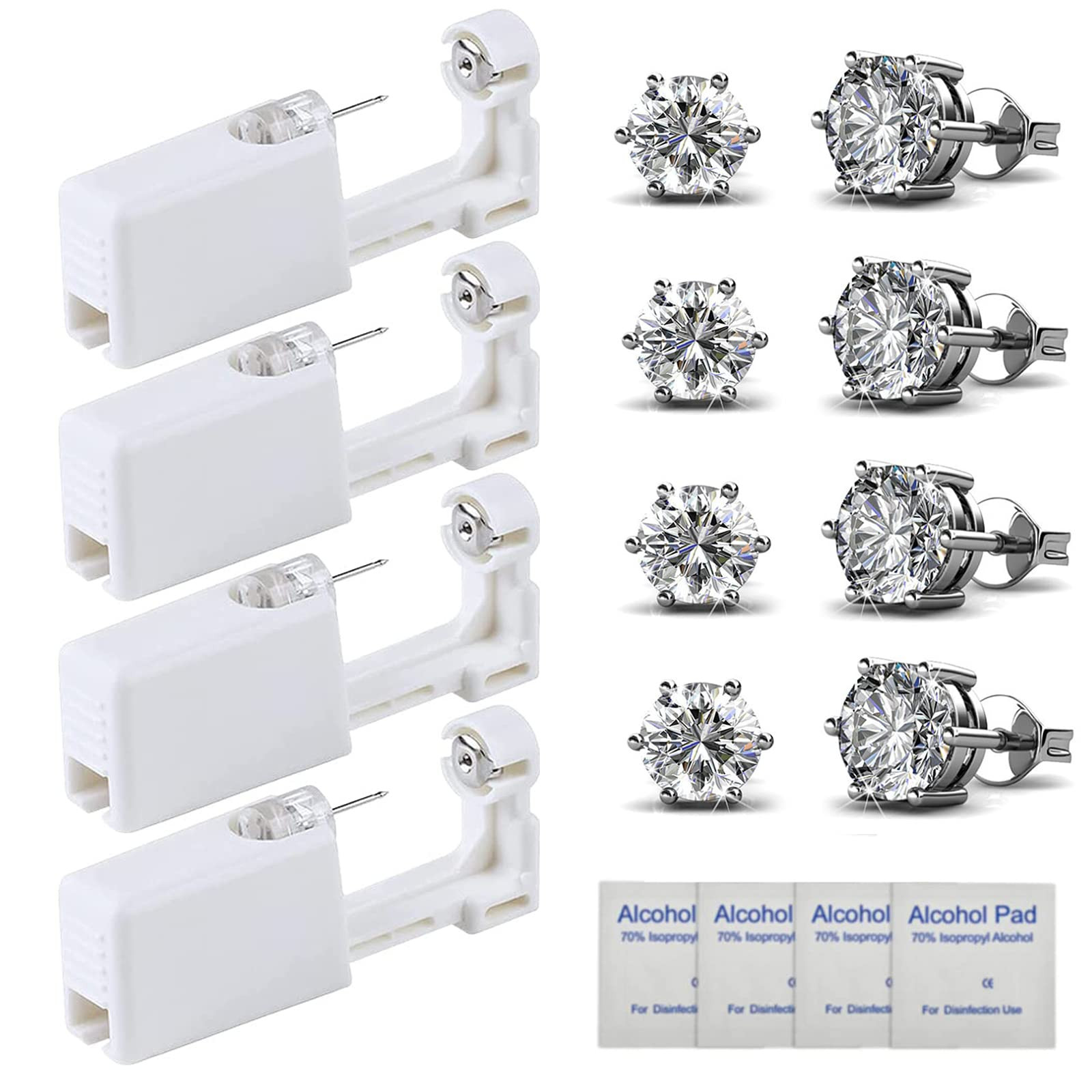 Ear Piercing Kit - 4 Pack Disposable Self Piercing Gun with 5mm Silver Earring Studs | Amazon (US)