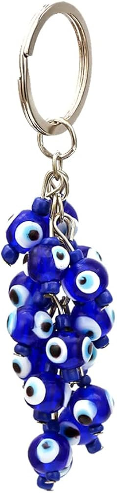 Glass Eyeball Keychain Metal Eye Beads Keyring Pendants Evil Eye Charms Car Key Ring Holder | Amazon (US)