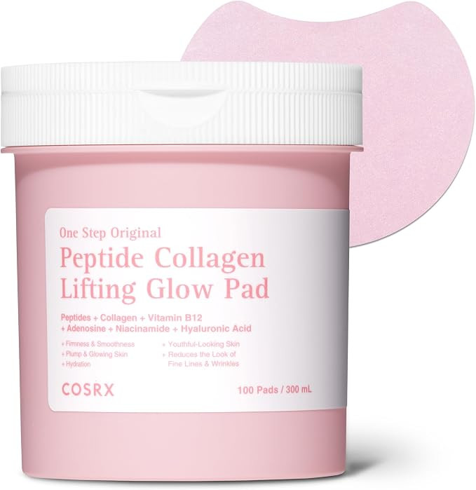 COSRX OneStep Original Peptide Collagen Lifting Glow Pad, 100 Pads, Improving Elasticity, Plumpin... | Amazon (US)