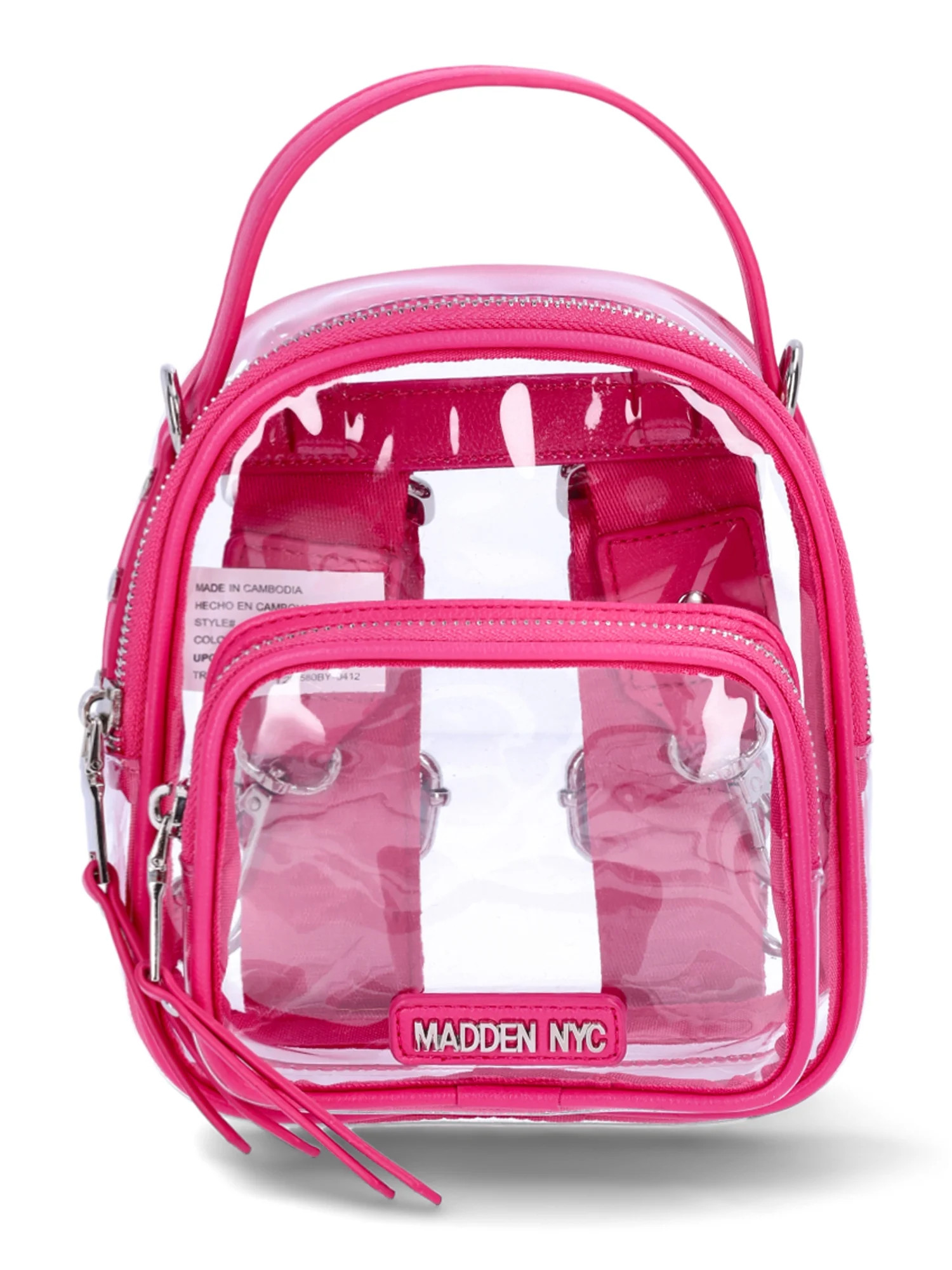 Madden NYC Women’s Clear Mini Convertible Backpack, Fuchsia | Walmart (US)