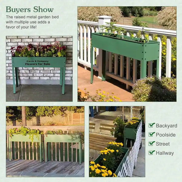 Mois Galvanized Metal Raised Garden Bed Planter Box by Havenside Home - green | Bed Bath & Beyond