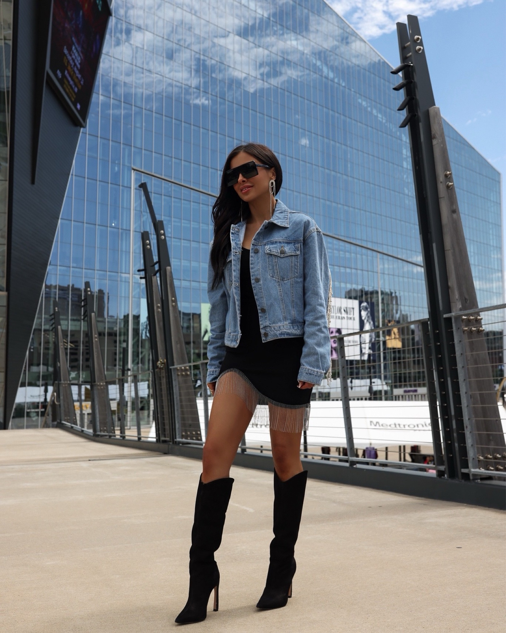 Country concert outfit
Embellished fringe denim jacket under $100
Revolve trim dress under $100
Schutz western boots back in stock 

#LTKStyleTip #LTKShoeCrush #LTKFindsUnder100