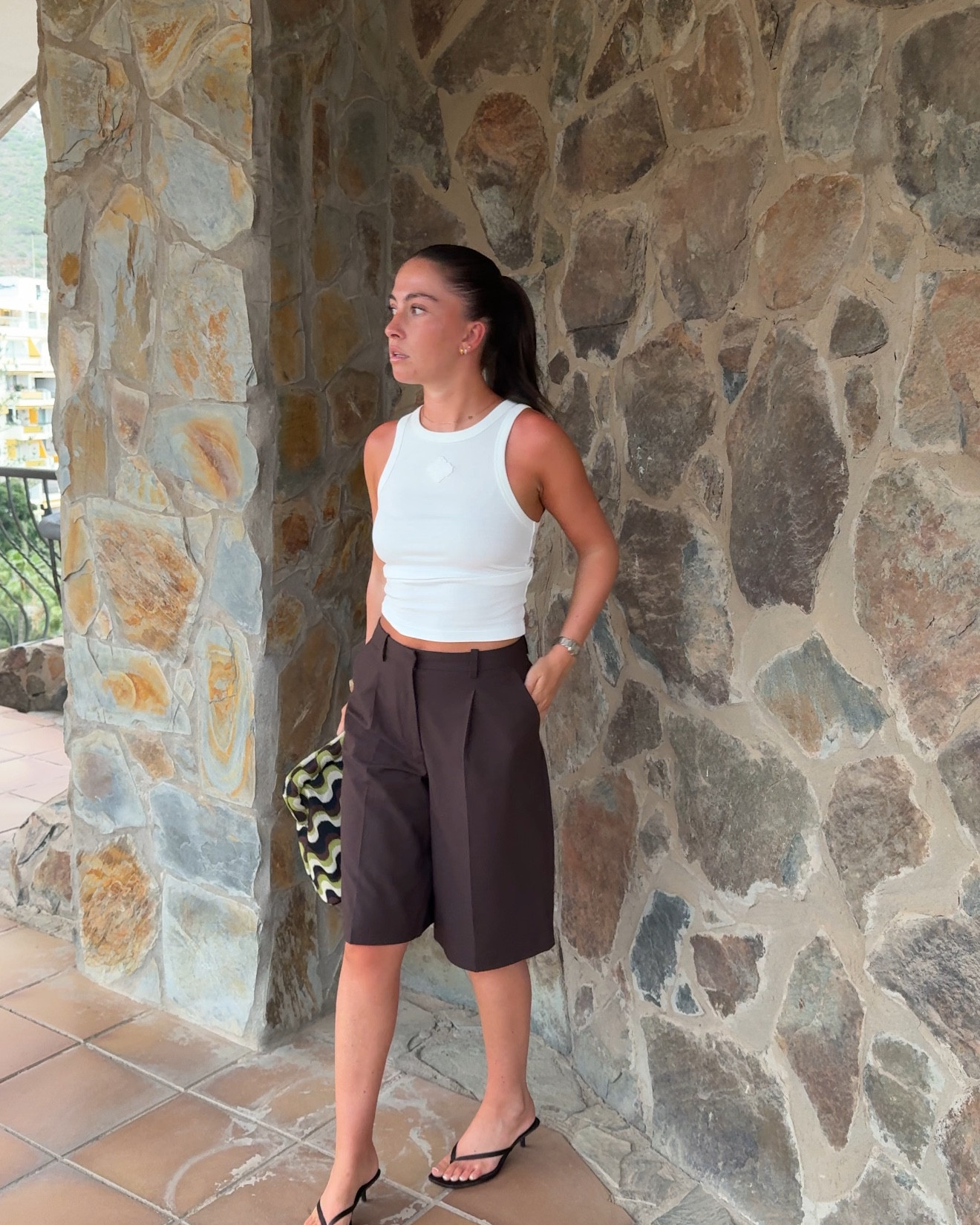 Holiday outfit - spring outfit - summer outfit - Bermuda shorts - brown jorts - vests 

#LTKuk #LTKspring #LTKsummer