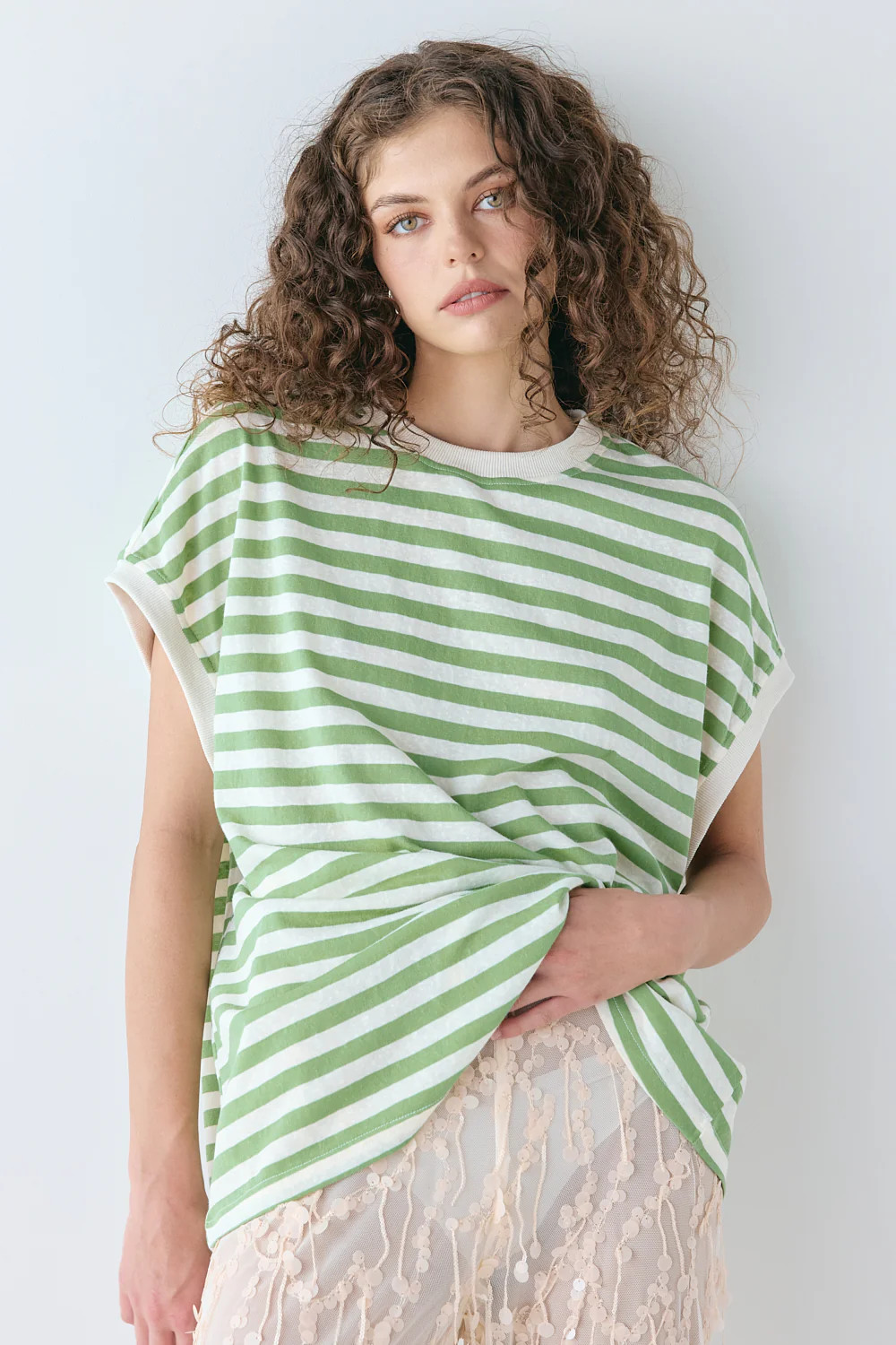 Lori Tank Green Stripe | VRG Grl