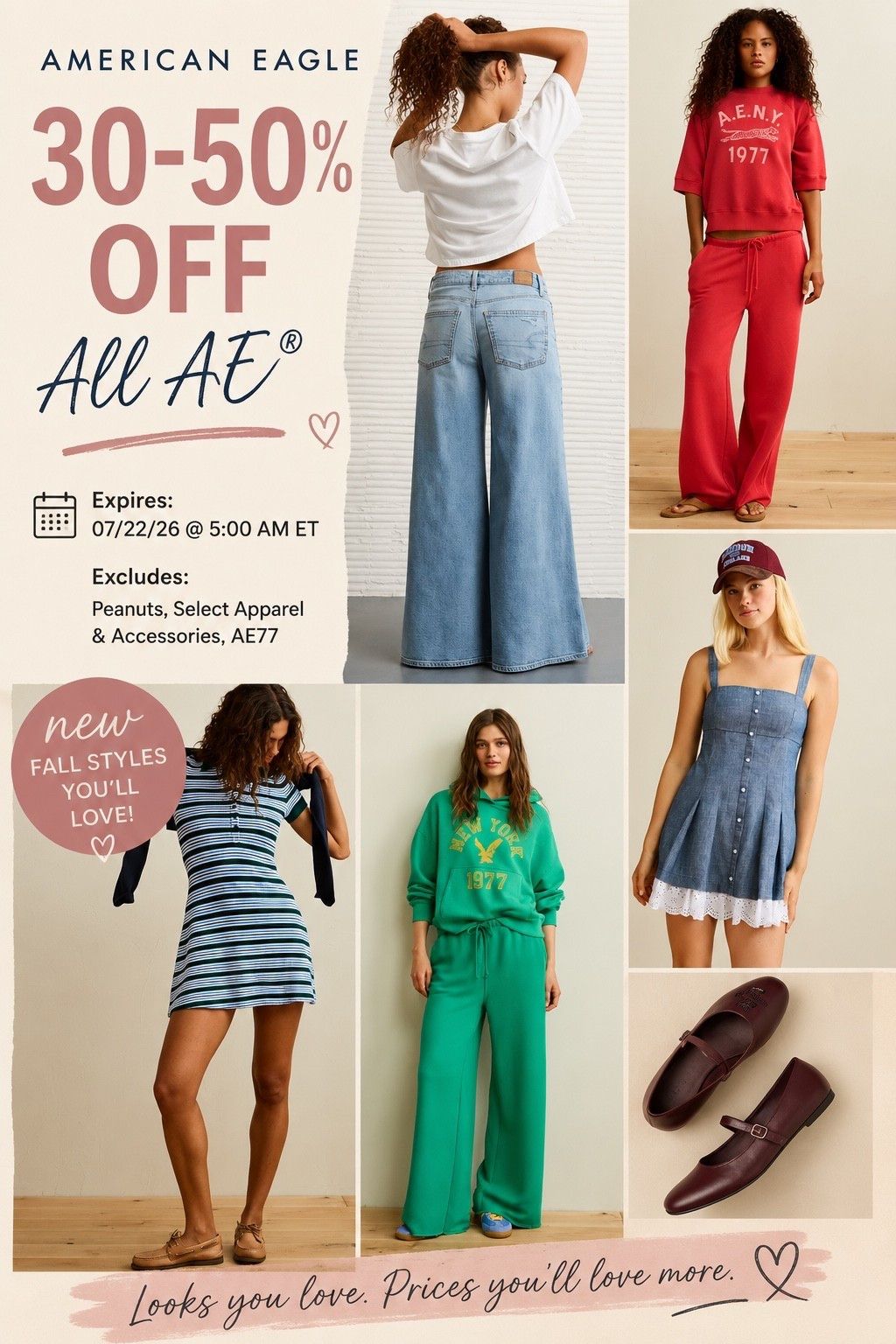 🚨 American Eagle Sale Alert! 🚨
Now's the perfect time to stock up on all the new arrivals! 🤍 Save 30–50% OFF all AE® for a limited time. From cozy sets to dresses, denim, and everyday favorites, so many cute styles are included.
Don't wait—shop your favorites before they're gone! 🛍️✨
#LTK #LTKSale #AmericanEagle #AEStyle #LTKFinds #FallFashion #AffordableStyle #NewArrivals #CasualStyle #EverydayFashion

#LTKdayinmylife #LTKselfcare #LTKOver40