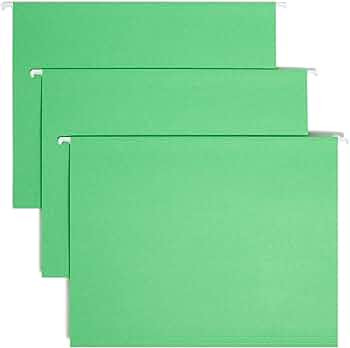 Smead Colored Hanging File Folder with Tab, 1/5-Cut Adjustable Tab, Letter Size, Green, 25 per Bo... | Amazon (US)