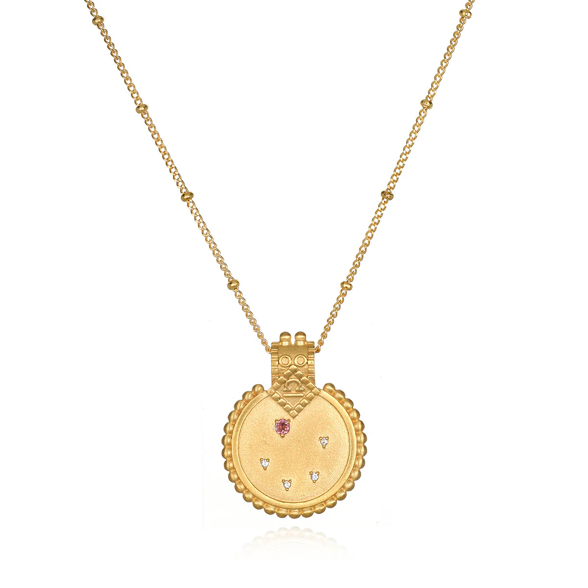 Mandala Zodiac Libra Pink Tourmaline Necklace | Satya Jewelry