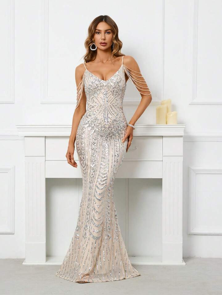 Sequin Mermaid Hem Formal Dress | SHEIN