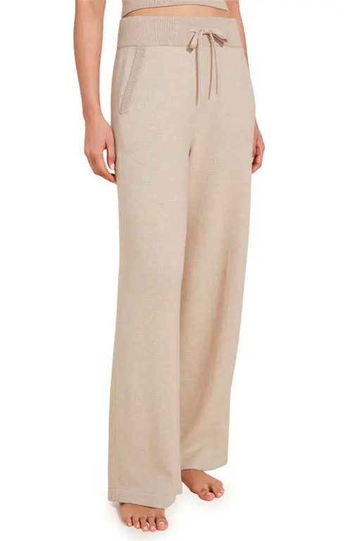Eberjey Wide Leg Lounge Sweater Pants in Oat at Nordstrom, Size Large | Nordstrom