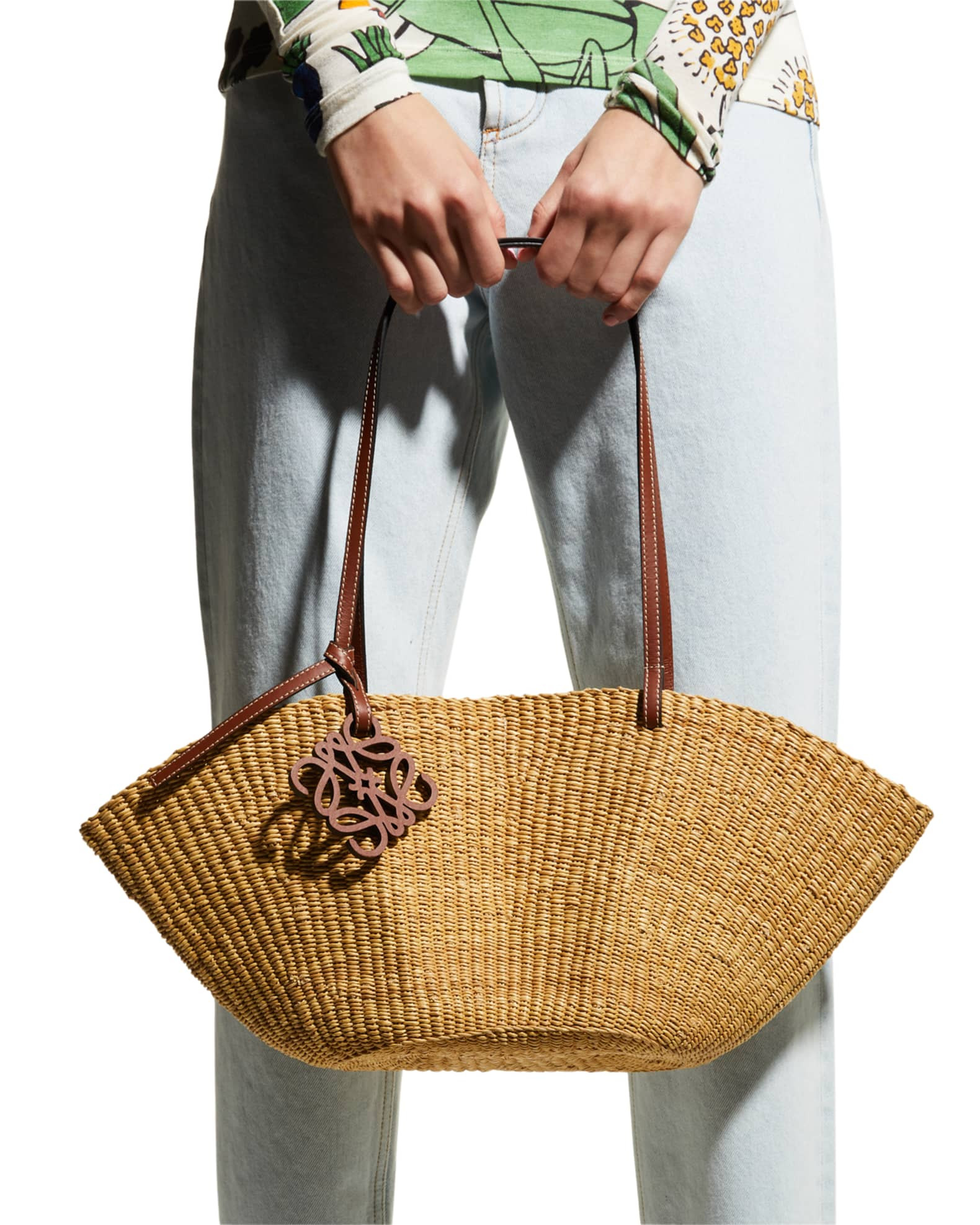 Loewe Shell Straw Basket Small Tote Bag | Neiman Marcus