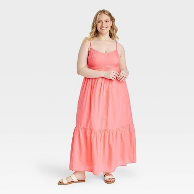 Women's Maxi Sundress - Universal Thread™ Coral Pink 1X | Target