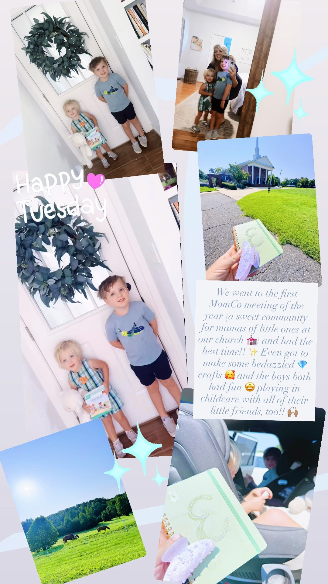 We went to the first MomCo meeting of the year (a sweet community for mamas of little ones at our church 💒) and had the best time!! ✨ Even got to make some bedazzled 💎 crafts 🥰 and the boys both had fun 🤩 playing in childcare with all of their little friends, too!! 🙌🏽