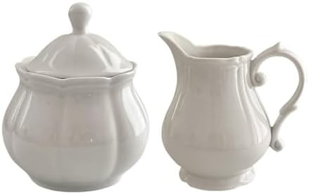 WAIT FLY Vintage Embossed Ceramic Creamer and Sugar Bowl Set, Cream Pitcher, Sugar Bowl with Lid,... | Amazon (CA)