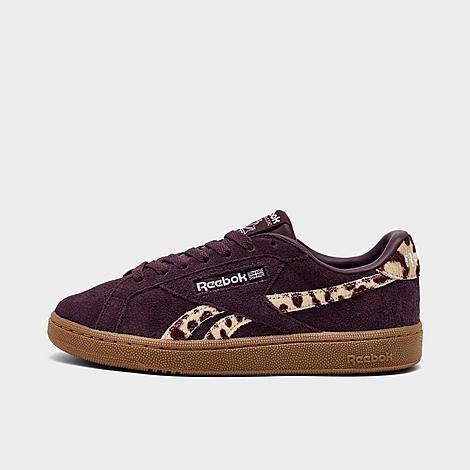 Reebok Women's Club C Grounds UK Casual Shoes in Black Cherry/White/Cheetah Size: 9.5 | JD Sports (US)