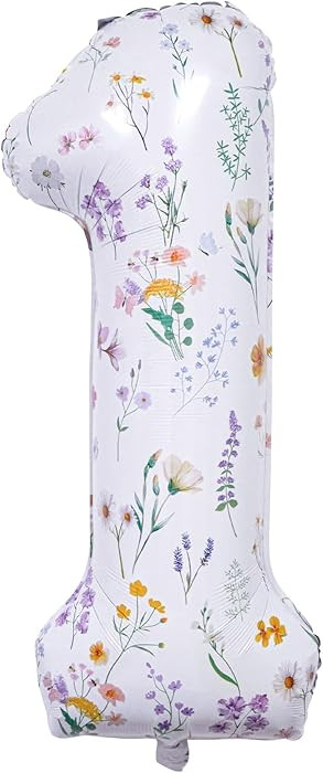 Wildflower Number 1 Balloon, 40 Inch Floral Large Number Balloon for Kids Boys Girls 1st Birthday... | Amazon (US)