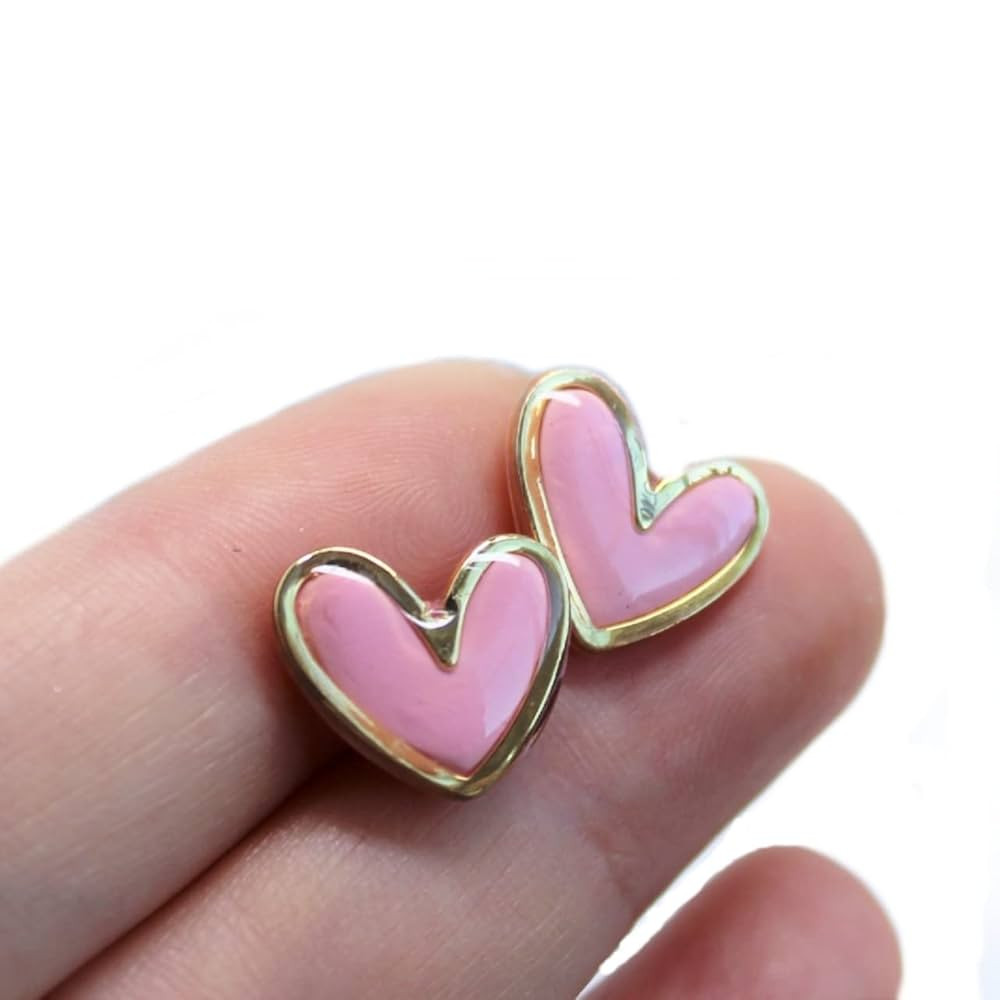 Pink Heart Polymer Clay Stud Earrings, 925 Sterling Silver Needle, Polymer Clay Heart Earrings, V... | Amazon (US)