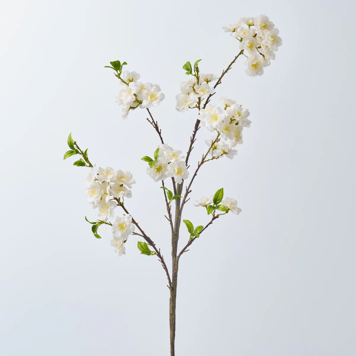 White Faux Cherry Blossom Single Long Branch Floral Spray - 46" | Darby Creek Trading