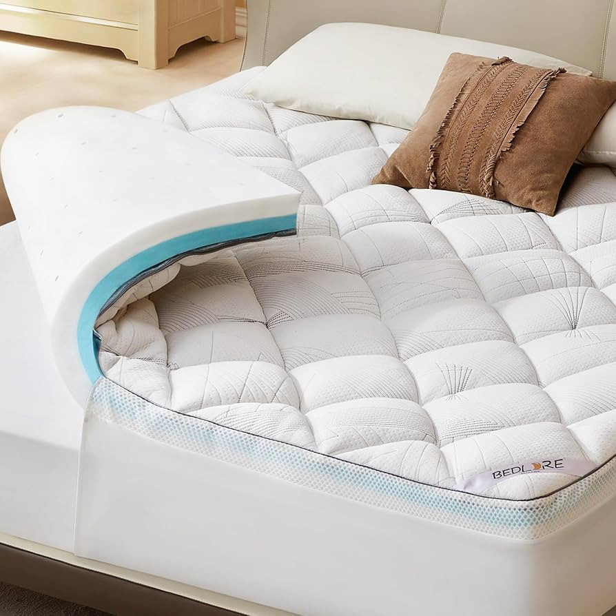 Bedlore 4-Inch King Mattress Topper for Back Pain - Dual Layer Medium Support (2" Gel Memory Foam... | Amazon (US)
