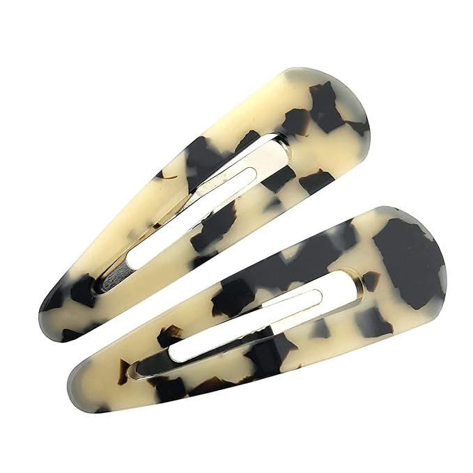 French Amie Clic Clac White Tokyo Large Handmade Celluloid Set of 2 French Snap Clip Barrette Hai... | Amazon (US)