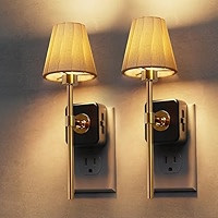 L LOHAS LED Night Lights Plug into Wall, Pleated Fabric Cover Night Light, Dusk to Dawn Sensor Vi... | Amazon (US)