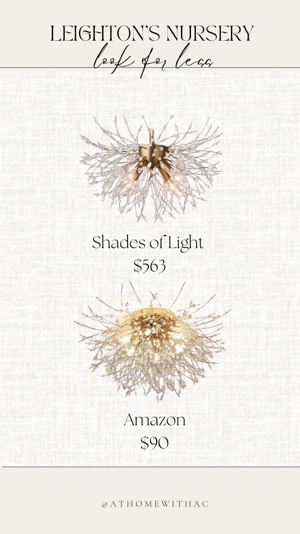 Neutral girl nursery look for less crystal ceiling bedroom light 

#LTKbaby #LTKFind #LTKhome