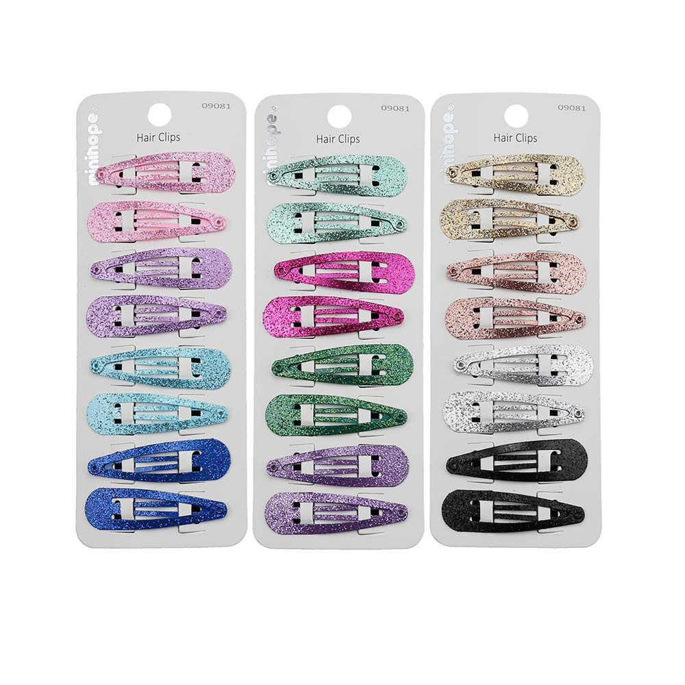 minihope snap hair clips for women, .snap clips for grils,Surface metal flash powder,5cm,24 Count... | Amazon (US)