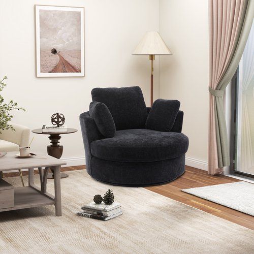 HUNLUYEN Swivel Accent Barrel Chair and Half Swivel Sofa With 3 Pillows 360 Degree Swivel Round S... | Walmart (US)