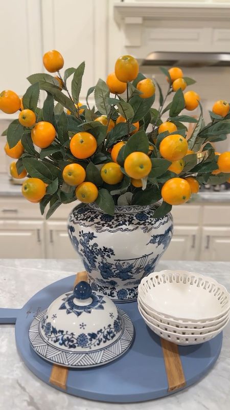 Faux orange branches, spring decor, blue and white ginger jar, kitchen decor 

#LTKunder50 #LTKsalealert #LTKhome