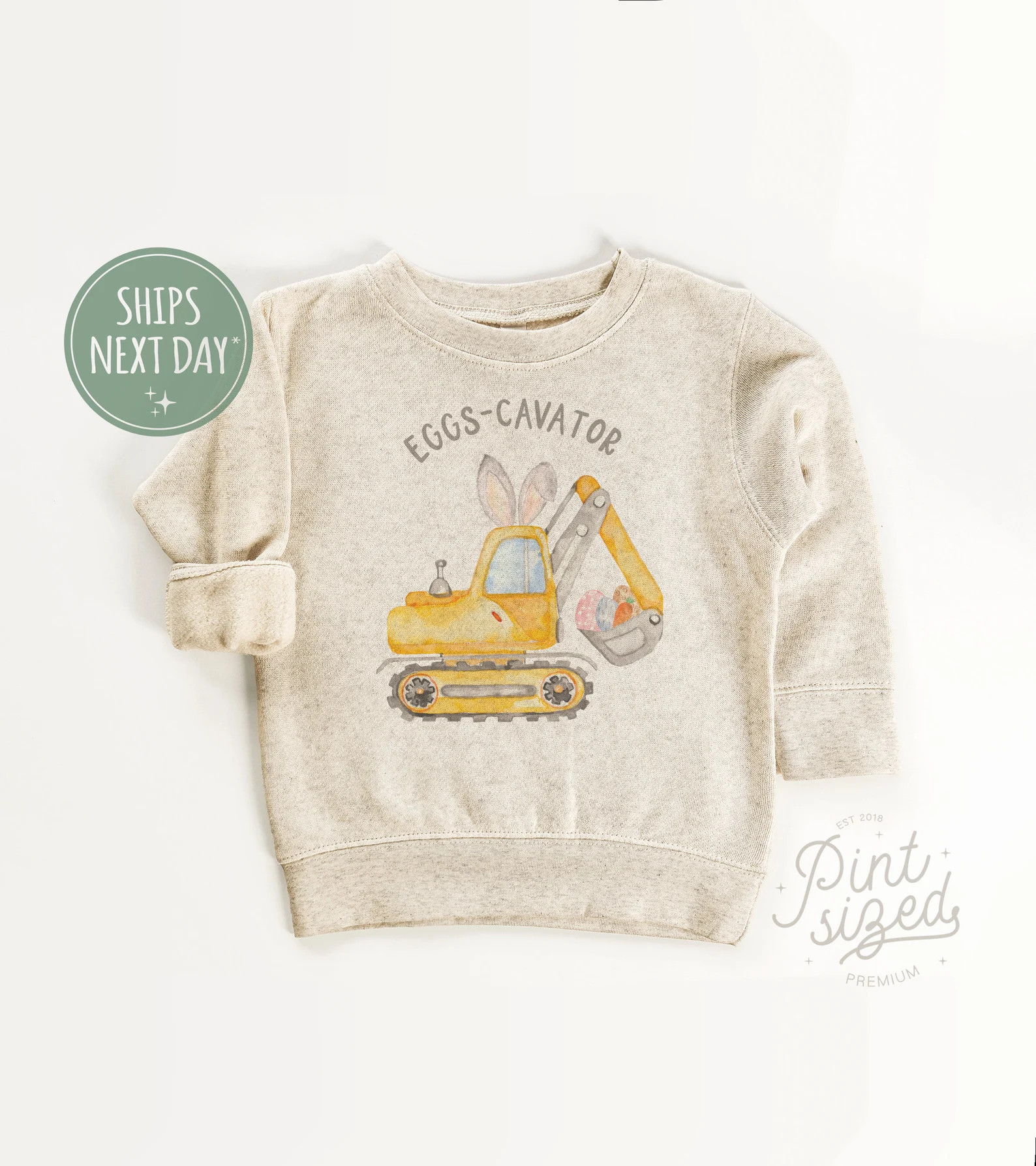 Boys Easter Kids Sweatshirt Eggs-cavator Boys Toddler Pullover Funny Easter Tee Natural Kids Crew... | Etsy (US)
