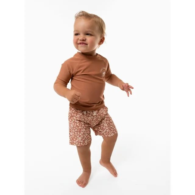 Modern Moments By Gerber Baby and Toddler Boy Rashguard and Swim Trunks Set, 12M-5T | Walmart (US)