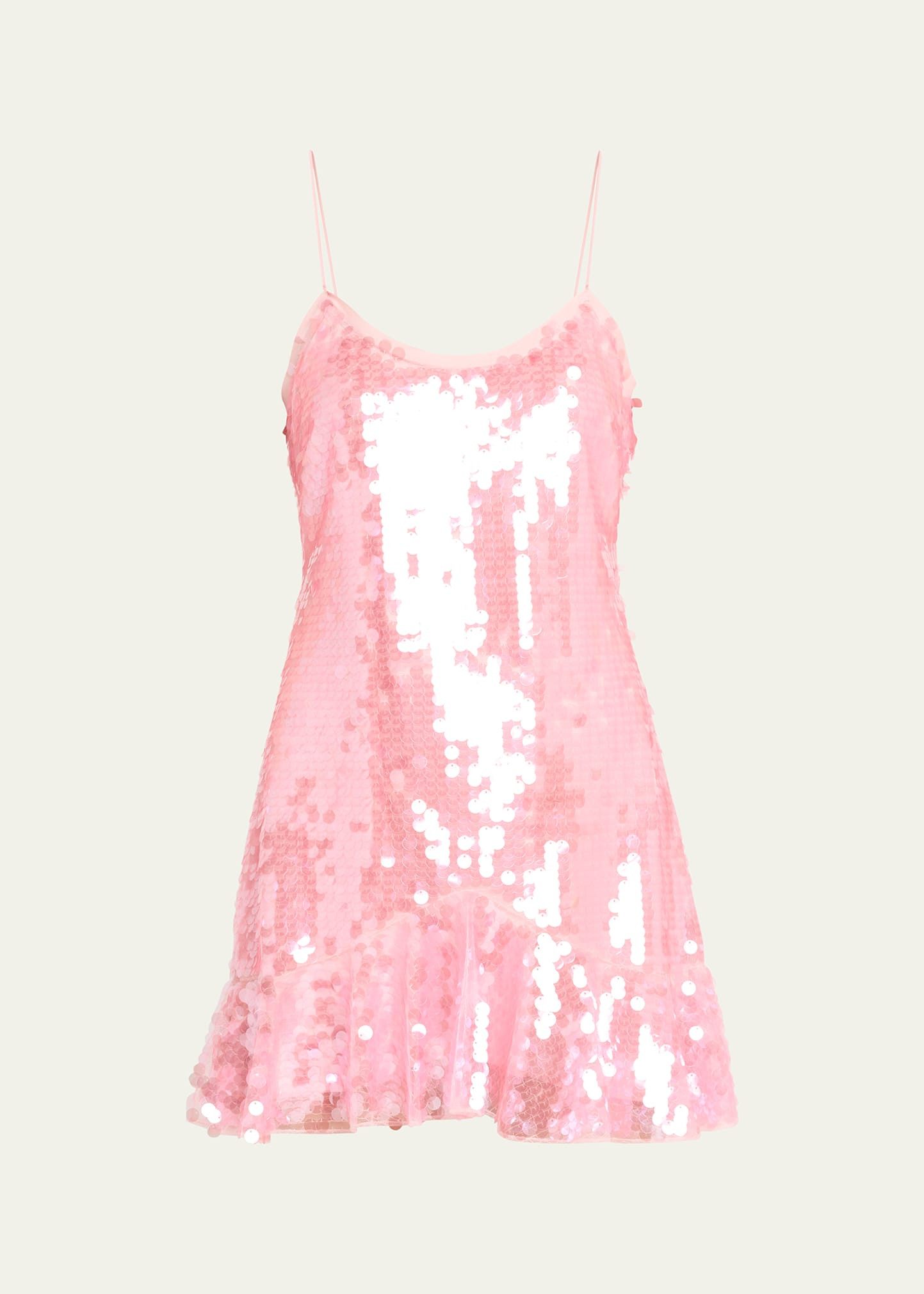 LoveShackFancy Albina Pailette Sequin Ruffle-Hem Mini Dress | Bergdorf Goodman