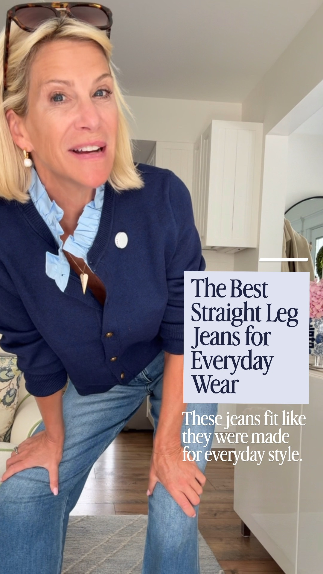 These straight leg jeans have everything I look for in a great pair of denim. The mid-rise fit is comfortable and flattering, the wash has that vintage-inspired feel, and the undone hem adds just the right amount of modern detail.

At 5'6", they're the perfect length to wear with flat sandals, making them an easy choice for everyday outfits.

👩‍💻 LTK PRO TIPS
❤️ Heart = Support my posts ;-)
🔖 Save = Get sale & restock alerts for the things you love!
📋 Lists = Keep favorites organized (List ideas: Christmas, Birthdays, and Vacations!)
📲 Share = Send lists and products to a friend (or your daughters like me).
💬 Comment = Ask me anything, and I'll answer. ;-)

#LTKootd #LTKSeasonal #LTKOver40