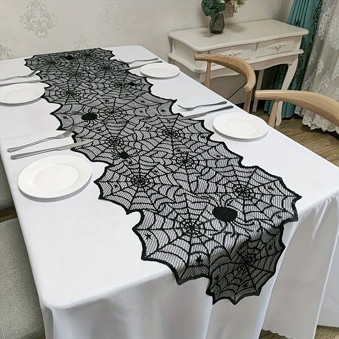 Black Lace Overlay Tabletop Collection Gothic Halloween Decor, Table Runner Decor, Spider Web Dec... | Temu Affiliate Program