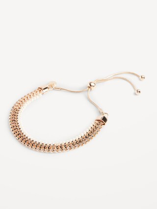 Gold-Tone Adjustable Beaded Snake Chain Bangle Bracelet for Women | Old Navy (US)