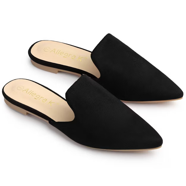 Allegra K Women's Pointed Toe Flat Slides Mules | Target