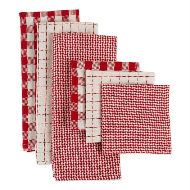 DII Holiday Checks Heavyweight Dishtowel & Dishcloth (Set of 6) | Walmart (US)