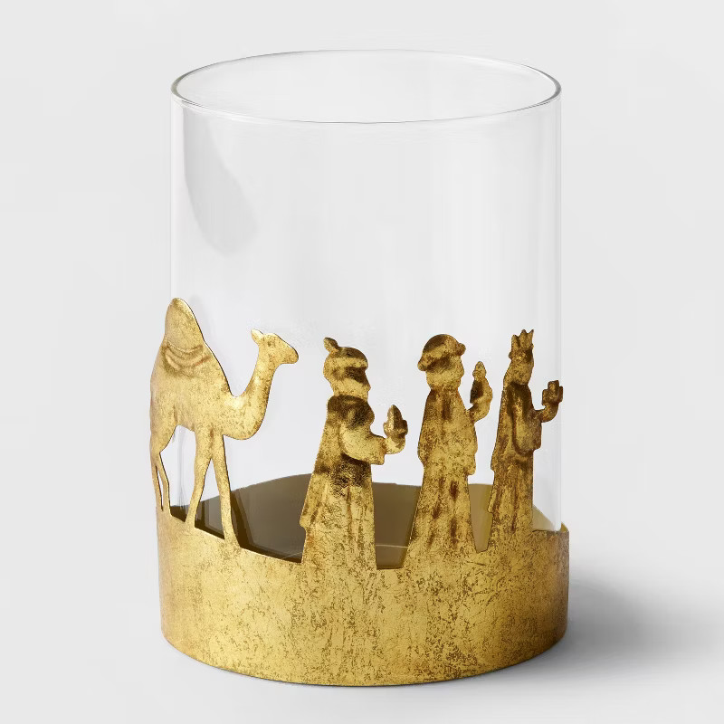 Three Wise Men Metal Hurricane Candle Holder Gold  - Wondershop™ | Target