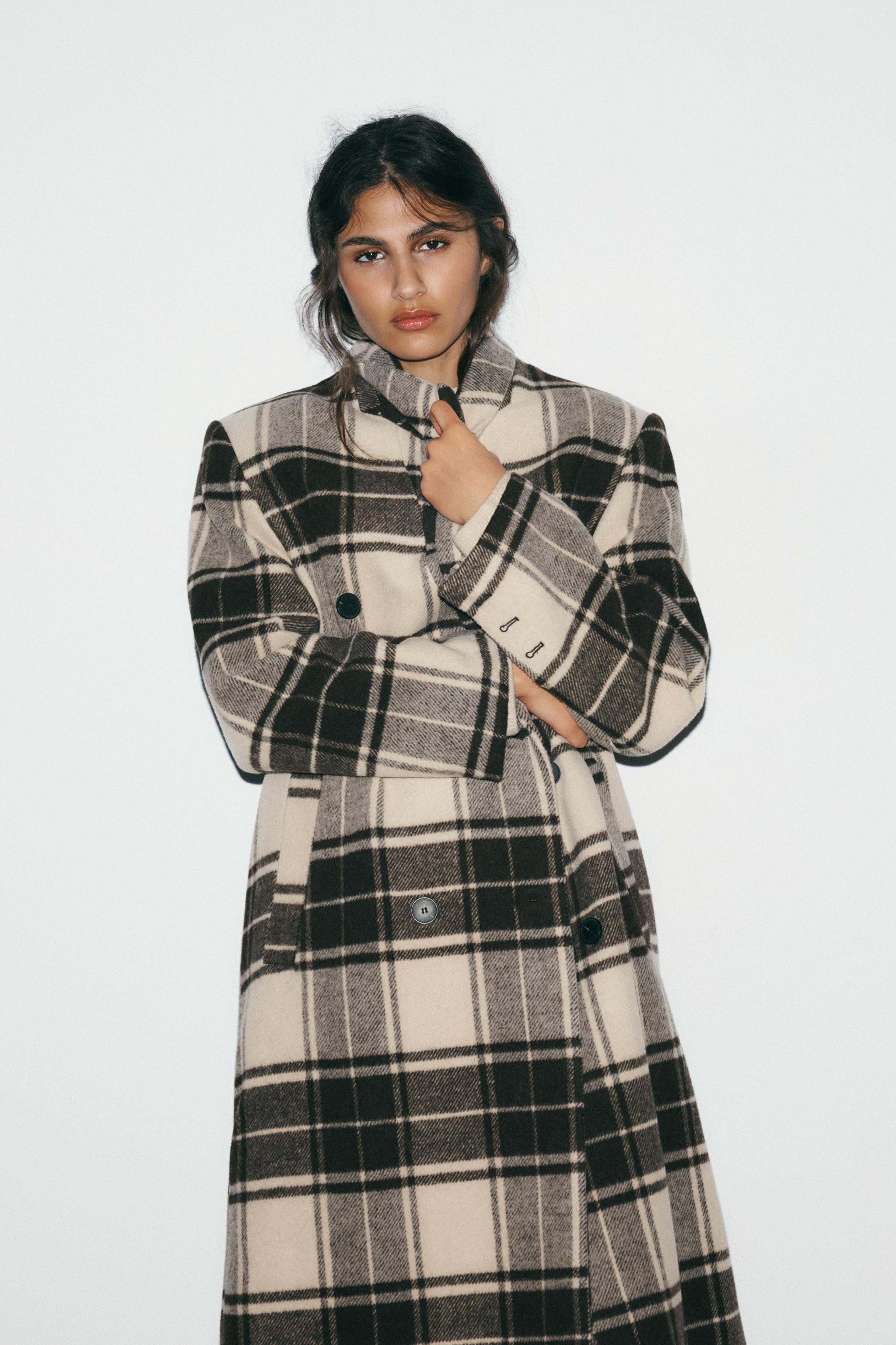 EXTRA LONG PLAID WOOL COAT | Zara US